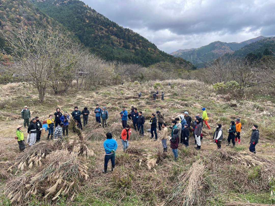 地元の方々との共催という事もあり、去年は50名近くの方が茅刈りに参加されました。