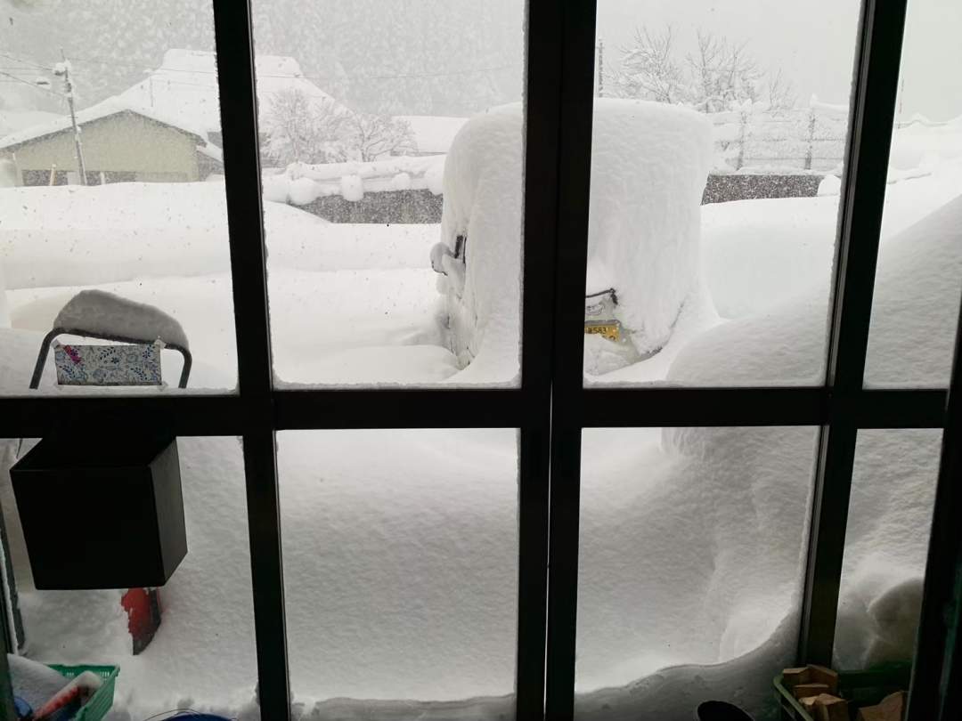 朝起きたらこんな感じ。
雪かきから1日スタート。
