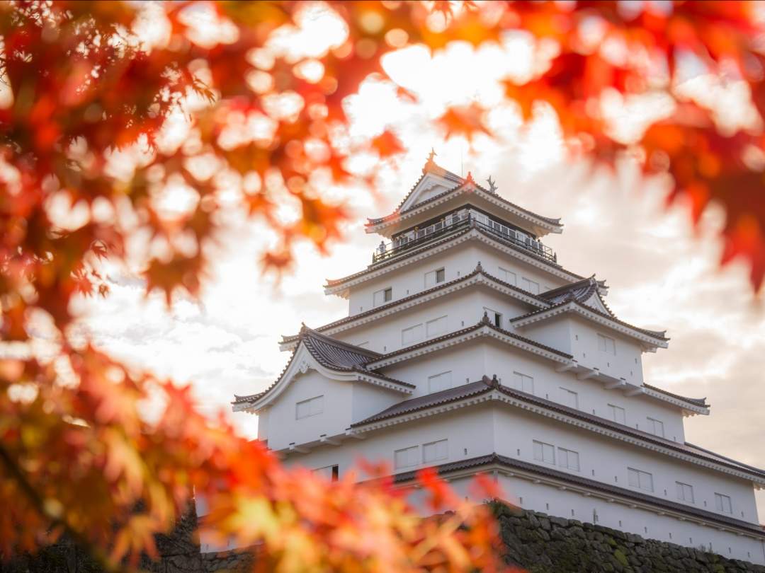 赤瓦が美しい鶴ヶ城の姿を