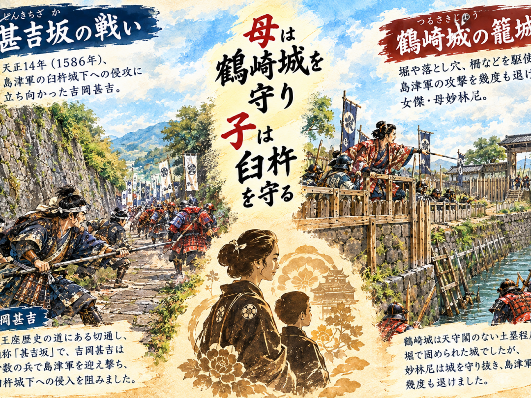 大友宗麟の為に、親子が別々の場所で奮闘。
息子甚吉が臼杵城を守るために戦った坂
