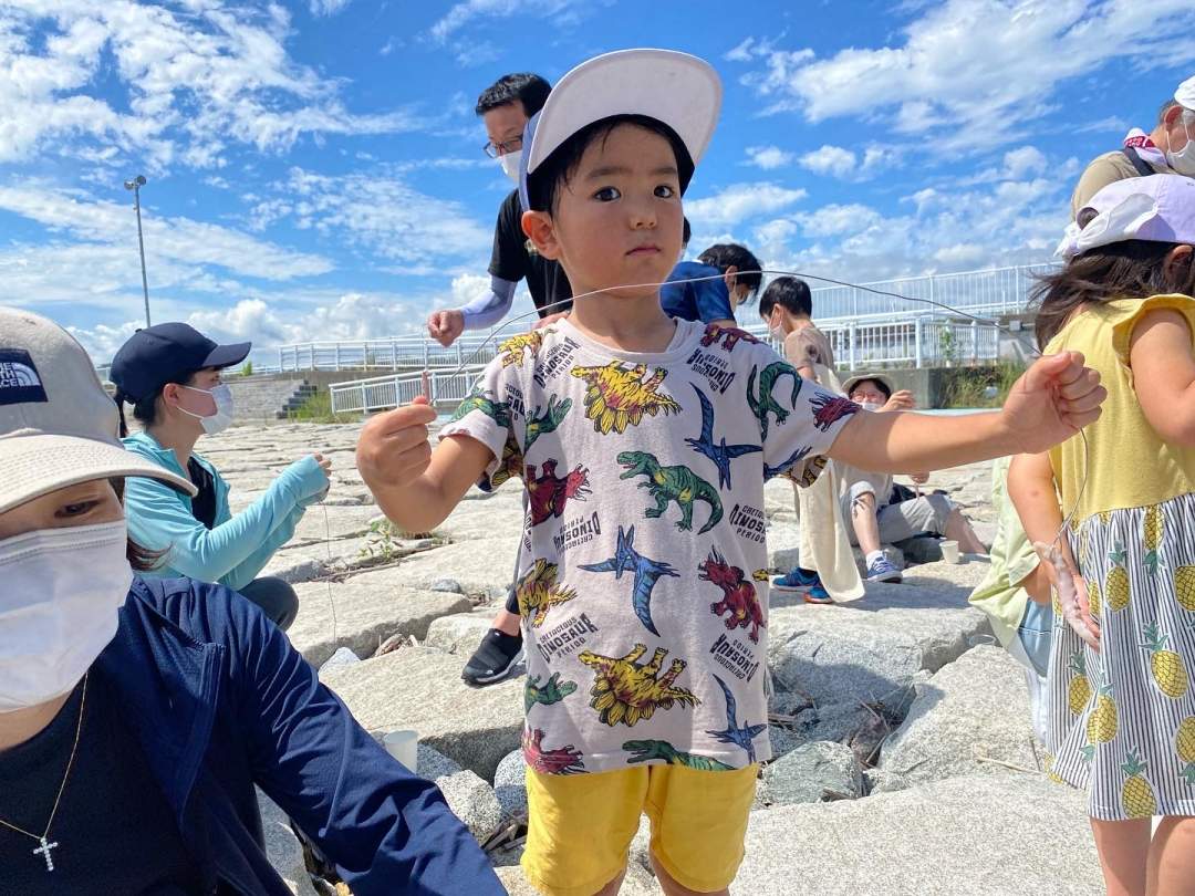 【福島県相馬市松川浦】磯ガニ釣り、ちびっ子大興奮！