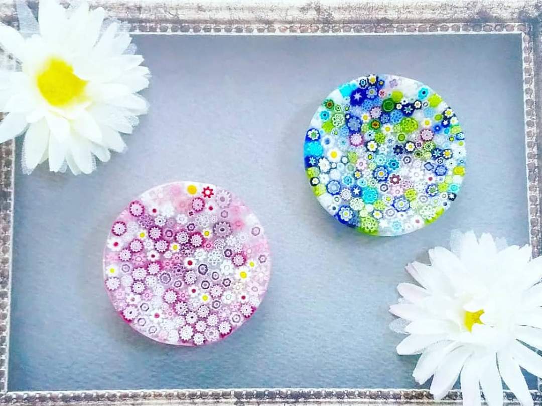福島県猪苗代でイタリアの伝統工芸ヴェネチアンガラス《ミルフィオリ》教室～小皿～